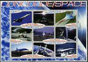 Congo 2002 Concorde & Space perf sheetlet #01 containing set of 9 values fine cto used