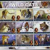 Somalia 2002 Wild Cats perf sheetlet containing set of 9 values (also showing Baden Powell and Scout & Guide Logos) fine cto used