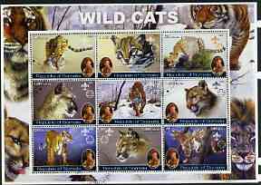 Somalia 2002 Wild Cats perf sheetlet containing set of 9 values (also showing Baden Powell and Scout & Guide Logos) fine cto used