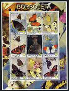 Angola 2000 Butterflies perf sheetlet #02 containing set of 9 values each with Rotary & Scouts Logos, fine cto used