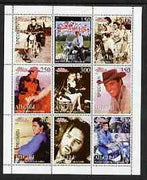 Abkhazia 1999 Elvis Presley perf sheetlet containing complete set of 9 overprinted SPECIMEN, unmounted mint