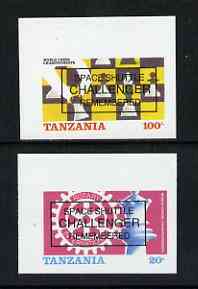 Tanzania 1986 World Chess/Rotary imperf set of 2 opt'd 'Space Shuttle Challenger Remembered' unmounted mint, status unknown
