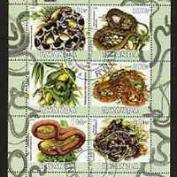 Rwanda 2003 The Wildlife Trusts perf sheetlet containing set of 6 values (Snakes) fine cto used