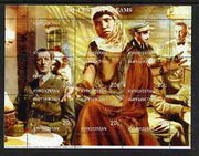 Kyrgyzstan 1999 20th Century Dreams #04 composite perf sheetlet containing 9 values unmounted mint (de Gaulle, Claude Rains, Dooley 'Sam' Wilson, H Bogart)