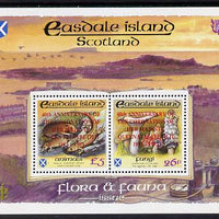 Easdale 1993 40th Anniversary of Coronation overprinted in red on Flora & Fauna perf sheetlet containing 26p (Fungi) & £5 (Animals) unmounted mint