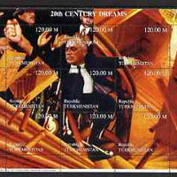 Turkmenistan 1999 20th Century Dreams #02 composite perf sheetlet containing 9 values unmounted mint (Al Capone, F D Roosevelt & Lucky Luciano)