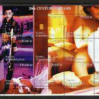 Turkmenistan 1999 20th Century Dreams #03 composite perf sheetlet containing 9 values unmounted mint (Prince (pop singer) & Princess Diana in erotic pose)