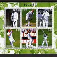 Tadjikistan 2000 Cricket perf sheetlet containing 6 values unmounted mint each opt'd SPECIMEN