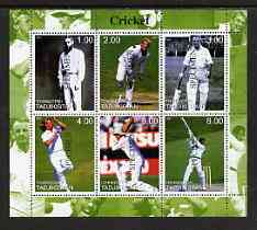 Tadjikistan 2000 Cricket perf sheetlet containing 6 values unmounted mint each opt'd SPECIMEN
