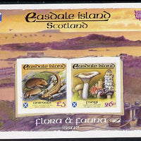Easdale 1988 Flora & Fauna definitive imperf sheetlet containing 26p (Fungi) & £5 (Animals) unmounted mint