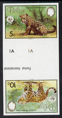 Belize 1983 WWF - Jaguar 5c & 10c in imperf se-tenant tete-beche gutter pair unmounted mint (SG 756-7)