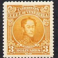 Venezuela 1924 Simon Bolivar 3b yellow-orange lightly mounted mint SG 388