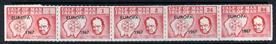 Calf of Man 1967 Europa 1967 overprinted on Churchill rouletted set of 5 in red (Rosen CA90-94) unmounted mint