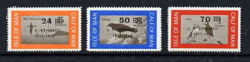 Calf of Man 1966 Kennedy first issue surch set of 3 on bird defs unmounted mint (Rosen CA47-49)