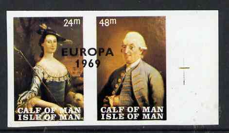 Calf of Man 1969 Europa overprinted on Paintings from Manx Museum #1 imperf set of 2 unmounted mint (Rosen CA145a-46a)