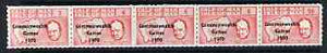 Calf of Man 1970 Commonwealth Games opt'd on Churchill & Map defs in red rouletted strip of 5 unmounted mint (Rosen CA166-70)
