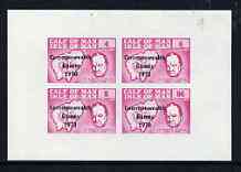 Calf of Man 1970 Commonwealth Games opt'd on Churchill & Map imperf m/sheet (4, 6, 8 & 96m in mauve) unmounted mint (Rosen CA178MS)