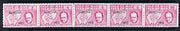 Calf of Man 1970 Europa opt'd on Churchill & Map defs in mauve rouletted strip of 5 unmounted mint (Rosen CA187-91)