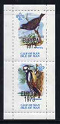 Calf of Man 1973 Europa opt'd on Birds rouletted m/sheet (showing 3m Starling & 25m Woodpecker) unmounted mint with Scout logo, Rosen CA312MS