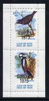 Calf of Man 1973 Europa opt'd on Birds rouletted m/sheet (showing 3m Starling & 25m Woodpecker) unmounted mint with Scout logo, Rosen CA312MS