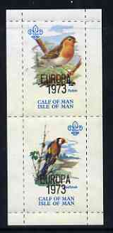 Calf of Man 1973 Europa opt'd on Birds rouletted m/sheet (showing 10m Robin & 45m Goldfinch) unmounted mint with Scout logo, Rosen CA314MS
