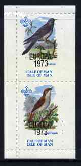 Calf of Man 1973 Europa opt'd on Birds rouletted m/sheet (showing 12m Cuckoo & 50m Nightingale) unmounted mint with Scout logo, Rosen CA315MS