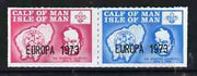 Calf of Man 1973 Europa opt'd on Churchill & Map (with Scout Logo) rouletted set of 2 unmounted mint (Rosen CA293-94)