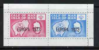 Calf of Man 1973 Europa opt'd on Churchill & Map (with Scout Logo) rouletted m/sheet unmounted mint (Rosen CA295MS)