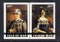 Calf of Man 1971 POSTAL STRIKE overprinted on Europa 1969 opt'd on Paintings from Manx Museum #1 perf set of 2 unmounted mint