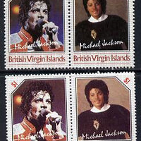 British Virgin Islands 1985 Michael Jackson 55c Unissued perf unmounted mint se-tenant pair - this issue was rejected by the Queen as only living Royalty may be depicted on BVI stamps.,The design was ultimately used for St Vincent……Details Below