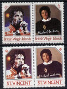 British Virgin Islands 1985 Michael Jackson 55c Unissued perf unmounted mint se-tenant pair - this issue was rejected by the Queen as only living Royalty may be depicted on BVI stamps.,The design was ultimately used for St Vincent……Details Below