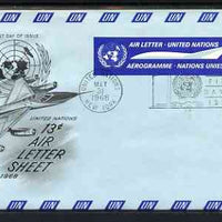 Aerogramme - United Nations (NY) 1968 Illustrated 13c Air Letter Sheet with NY First Day Cancel (illustrated with Jet aircraft)