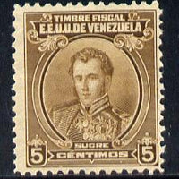 Venezuela 1922 Fiscal General Sucre 5c brown unmounted mint