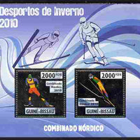 Guinea - Bissau 2010 Winter Olympic Sports - Nordic Combined perf sheetlet containing 2 values in silver unmounted mint