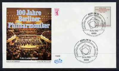 Germany - West Berlin 1982 Centenary of Berlin Philharmonic Orchestra on illustrated cover with first day special cancel, SG B638
