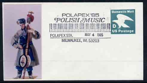 Postmark - United States 1985 Domestic Mail env (illustrated) with special cancel for Polapex '85, Polish Music