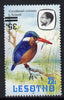 Lesotho 1986-88 Malachite Kingfisher Provisional 35s on 25s (1981 issue) with surch inverted showing 'small s' variety cat £100 as normal (SG 720bb var)