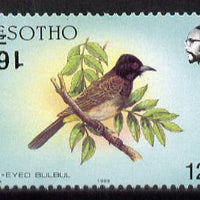Lesotho 1990 Red-eyed Bulbul Provisional 16s on 12s with surcharge inverted unmounted mint, SG 948a*