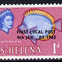 St Helena 1965 Local Post 1d (Lace background) unmounted mint single with 'Damaged UA' SG 193 V4
