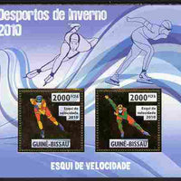 Guinea - Bissau 2010 Winter Olympic Sports - Speed Skating perf sheetlet containing 2 values in gold unmounted mint