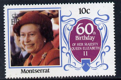 Montserrat 1986 Queen's 60th Birthday 10c unmounted mint with blue-grey background omitted (unlisted by SG & UH)