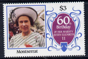 Montserrat 1986 Queen's 60th Birthday $3 unmounted mint with blue-grey background omitted (unlisted by SG & UH)