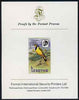 Lesotho 1981 Shrike 5s imperf proof mounted on Format International proof card (as SG 440)