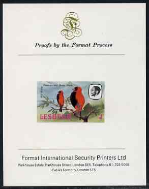 Lesotho 1981 Red Bishop M1 imperf proof mounted on Format International proof card (as SG 448)