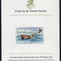 Lesotho 1981 Egyptian Goose M2 imperf proof mounted on Format International proof card (as SG 449)