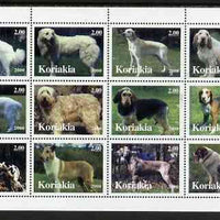 Koriakia Republic 2000 Dogs perf sheetlet containing complete set of 12 values, unmounted mint