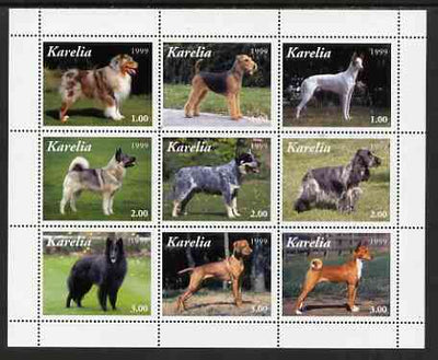 Karelia Republic 1999 Dogs perf sheetlet containing complete set of 9 values, unmounted mint