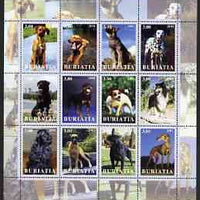 Buriatia Republic 2001 Dogs #1 (various breeds) perf sheetlet containing complete set of 12 values, unmounted mint