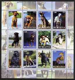 Buriatia Republic 2001 Dogs #1 (various breeds) perf sheetlet containing complete set of 12 values, unmounted mint