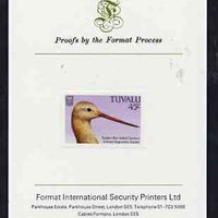 Tuvalu 1988 Bar-Tailed Godwit 45c imperf proof mounted on Format International proof card